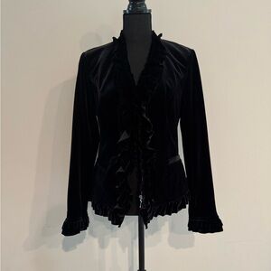 INC International Concepts Black velvet Jacket Sz M